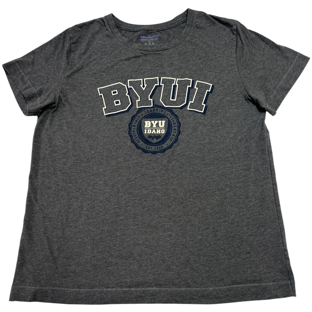 Champion Brigham Young University-Idaho Gray Graphic Women's T Shirt Size XL